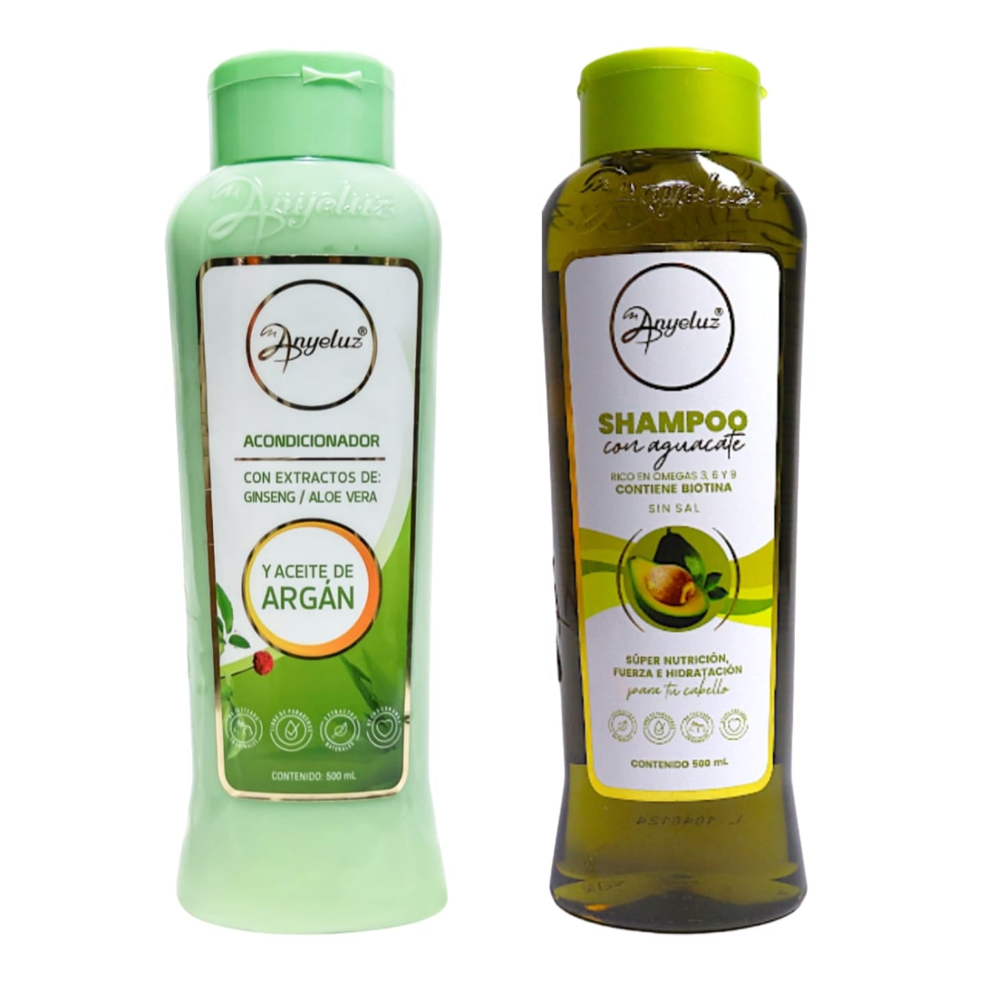 KIT ANYELUZ PARA CABELLO SECO (SHAMPOO DE AGUACATE+ ACONDICIONADOR DE ALOE VERA)