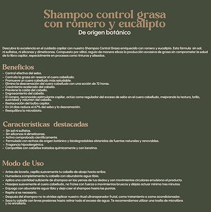 SHAMPOO CONTROL GRASA CON ROMERO Y EUCALIPTO (RITUAL BOTANICO)