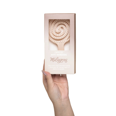 CEPILLO ANTI ENREDO Y MASAJEADOR CAPILAR MILAGROS (BEIGE)