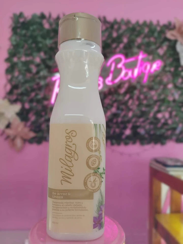 KIT CRECIMIENTO Y VITALIDAD MILAGROS (SHAMPOO HERBAL & ACONDICIONADOR DE ARROZ Y LINAZA)