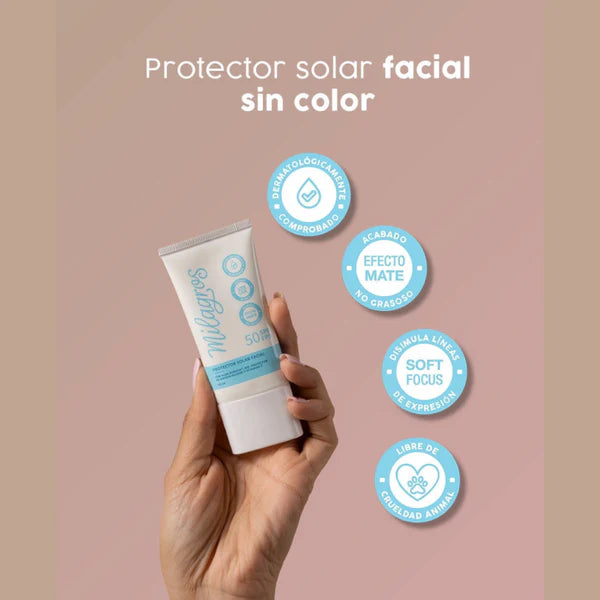 PROTECTOR SOLAR FACIAL SIN COLOR 50 SPF|FPS (MILAGROS)