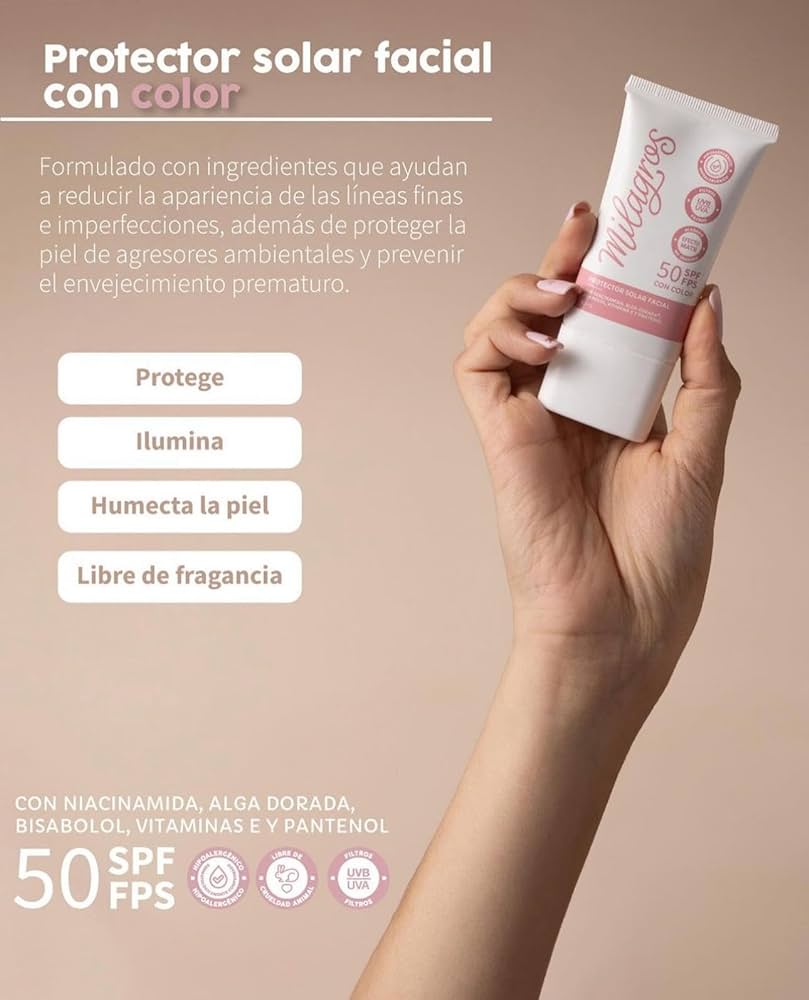 PROTECTOR SOLAR FACIAL CON COLOR  50 SPF|FPS (MILAGROS)