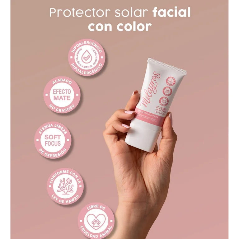 PROTECTOR SOLAR FACIAL CON COLOR  50 SPF|FPS (MILAGROS)